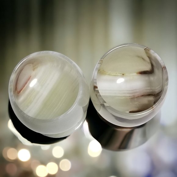 Vintage Onyx Marble Natural Stone Wine Glass Goblets- Set of Two - Picture 10 of 16